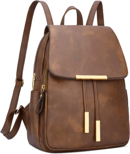 Miniatura 26 de KKXIU - Mochila de cuero de moda para mujeres y damas, bolsa de viaje y para el día, con correa para los hombros, A-Negro, Mediana, Mochila