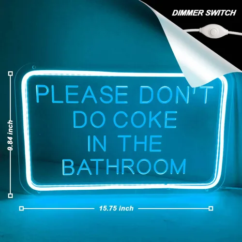 Miniatura 4 de Planzo Letrero LED de neón con texto en inglés «Please Don't Do Coke In The Bath» para el hogar, dormitorio, baño, sala de juegos, bar, tienda