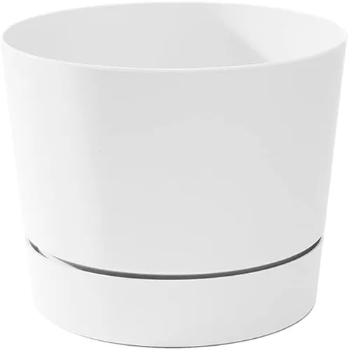 Root & Vessel Majestic Mid-Century - Maceta cilíndrica moderna de perfil bajo, color blanco mate, 8.5 pulgadas
