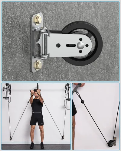 Miniatura 6 de Bloques de polea de gimnasio, rueda de polea fija de montaje en pared de 3.5 pulgadas/3.465 in, rotación de actualización de 180 grados, soporte