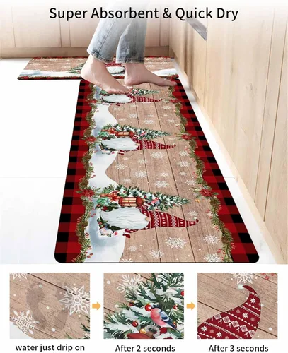 Miniatura 4 de Tapete de baño de Navidad para bañera, antideslizante, de secado rápido y absorbente, de tierra de diatomeas, tapete de cocina, felpudo de cocina