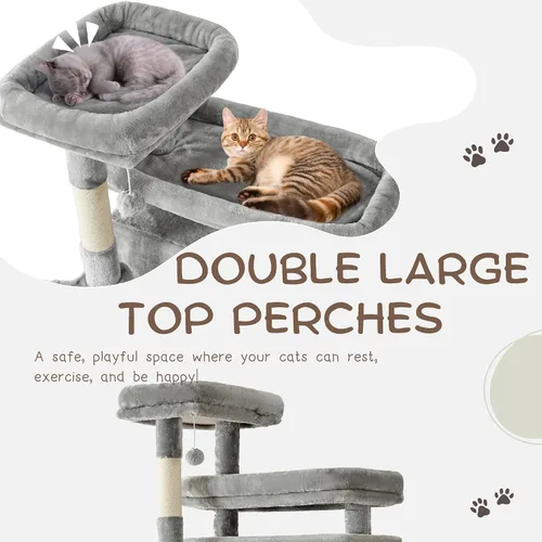 Miniatura 3 de Árbol para gatos, torre grande de gatos de 80 pulgadas con 9 postes para rascar, 2 perchas, 2 cuevas, 2 cestas, 2 escaleras, hamaca extra grande