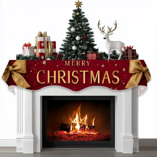 Miniatura 20 de BVBOX Bufanda Decorativa para Repisa de Chimenea Navideña, Cubierta Corredor para Repisa de Chimenea de Navidad e Invierno