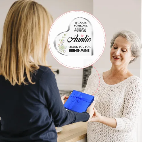 Miniatura 4 de Regalos para tía de sobrina, regalos para tía Navidad, cumpleaños, día de la madre, tía da abrazos como una madre, placa acrílica de corazón regalo