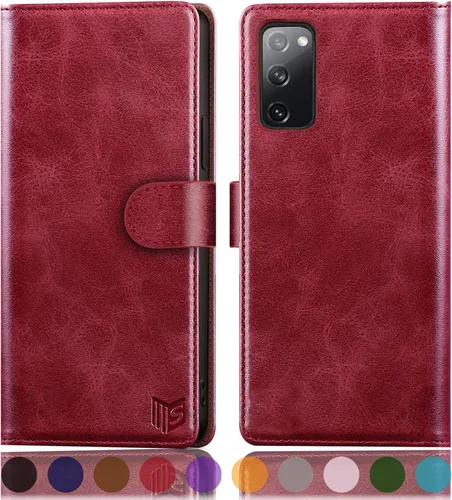 SUANPOT Funda de piel tipo cartera para Samsung Galaxy S20 FE con bloqueo RFID, tarjetero de crédito, libro de folio con tapa de PU para S20FE 5G,