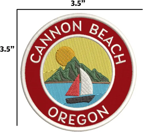 Miniatura 2 de Parche bordado de Oregon para planchar o coser, aplique bordado, color: rojo, náutico, mar, océano, criaturas, playa, divertido, novedoso, emblema