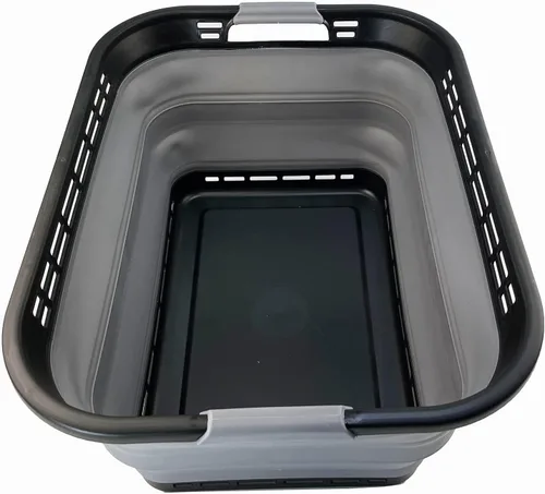 SAMMART Cesta plegable de plástico para la ropa sucia de 42 litros (11 galones), contenedor de almacenamiento plegable y organizador, tina de lavado