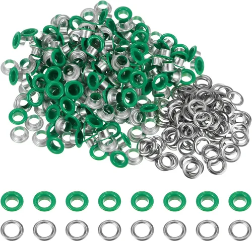 Miniatura 35 de HARFINGTON Juego de 200 ojales redondos de color de 0.394 pulgadas, ojales metálicos con arandelas para álbumes de recortes, zapatos, ropa, lona