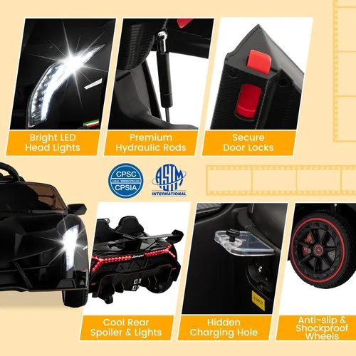 Miniatura 4 de Costzon - Automóvil de paseo con licencia Lamborghini de 12 V, vehículo deportivo 4WD con batería eléctrica con control remoto, 3 velocidades