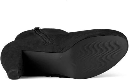 Miniatura 6 de Allegra K Botines de tacón grueso con cremallera lateral y plataforma baja para mujer