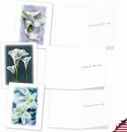 Miniatura 3 de The Best Card Company - 10 tarjetas de condolencias surtidas en caja (4 x 5.12 pulgadas) - Saludos de condolencia, duelo - Blooming Memories M6598SRG