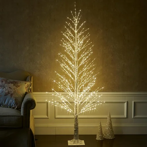 Miniatura 6 de BAOLITVINE Árbol de Navidad alpino de 6 pies, 810 luces LED blancas cálidas, árbol blanco artificial con luces para el hogar, festival de Navidad