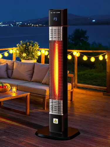 Miniatura 8 de Uthfy Calentador eléctrico para patio al aire libre, calentador infrarrojo de 1500 W con temporizador de 24 horas, control remoto, impermeable