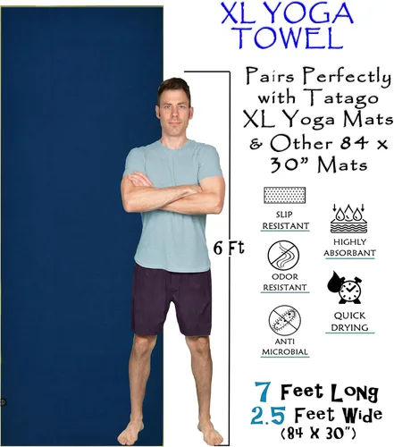 Miniatura 2 de Tatago Toalla antideslizante para esterilla de yoga caliente (esterillas de 72 a 84 pulgadas). Nuestra toalla de yoga caliente antideslizante