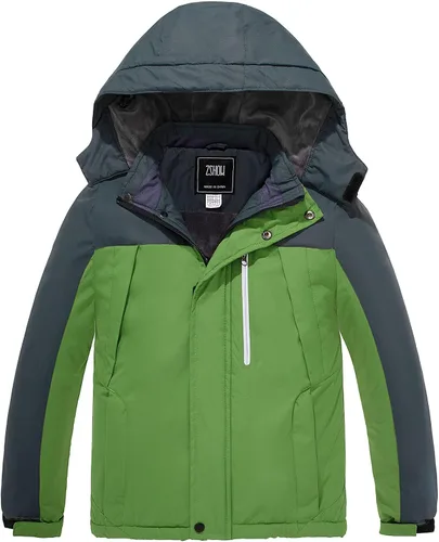 ZSHOW Chaqueta de esquí impermeable para niños a prueba de viento con capucha, ropa deportiva de montaña para exteriores, Nieve, 6-20