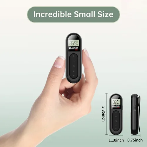 Miniatura 4 de Radio FM, radio de transistor de bolsillo portátil recargable con la mejor recepción, sintonización digital LCD con luz de fondo, sonido estéreo