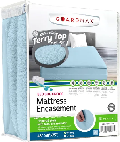 Miniatura 25 de Guardmax Funda de colchón Queen con cremallera, protector de colchón 100% impermeable, suave y absorbente de algodón de rizo superior para niños, 1