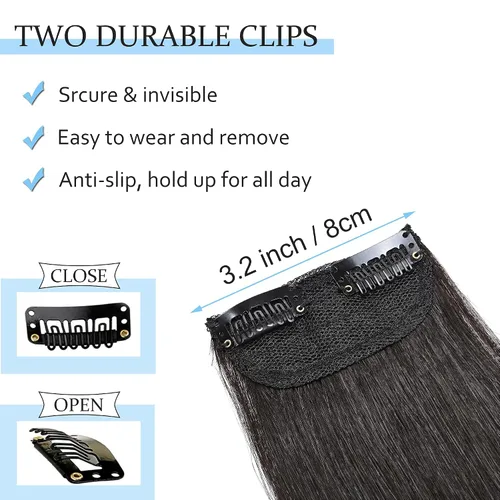 Miniatura 3 de SEGO Extensiones de cabello humano corto con clip de 6 pulgadas para mujer, 1 unidad, 0.35 oz (10 g), color negro natural #1B 1 pieza - #1B negro