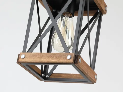 Miniatura 6 de Paquete de 2 lámparas colgantes de madera rústica de granja con cadena ajustable de una sola luz de madera de roble y metal, iluminación colgante