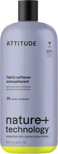 ATTITUDE Suavizante líquido de telas, ingredientes de origen natural, para ropa blanca y de color, desodoriza, suave para la piel delicada,