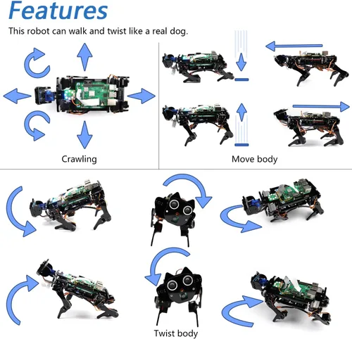 Miniatura 3 de FREENOVE Kit robot para perro Raspberry Pi 5 4 B 3 B+ Zero 2 W, caminar, autoequilibrio, reconocimiento facial, rastreo de bolas, rango ultrasónico