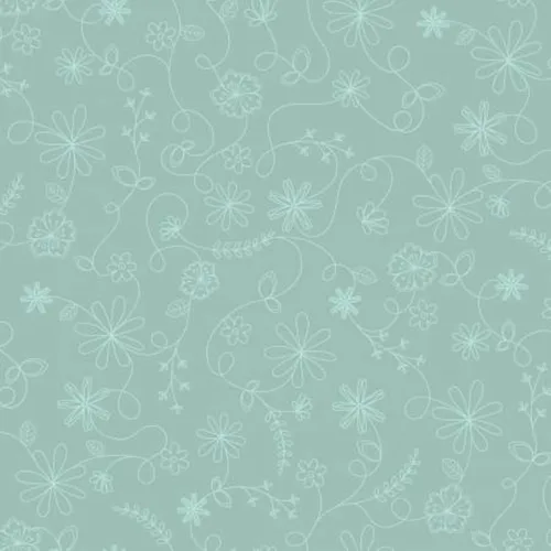 Aqua Swirl Floral - Flora Vintage - Maywood Studios - 10334M-Q - Vintage Flora