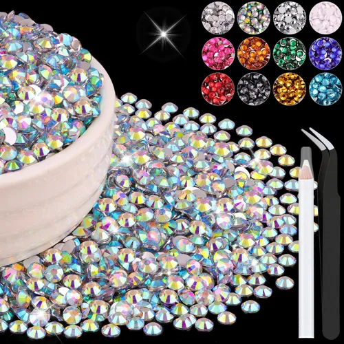 Miniatura 116 de 12000 diamantes de imitación de resina de 0.079 pulgadas a granel para manualidades (transparente), cristales deslumbrantes con parte trasera plana