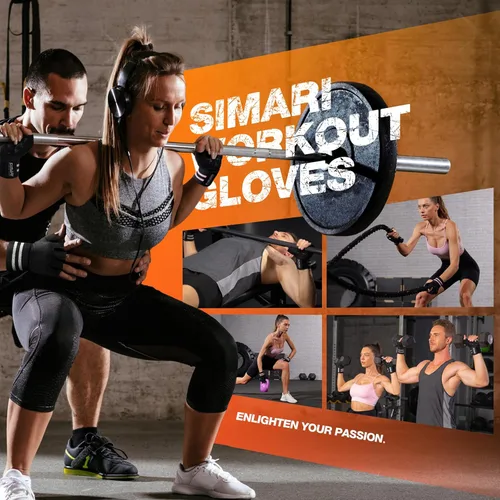 Miniatura 6 de SIMARI Guantes de gimnasio de entrenamiento para hombres y mujeres, guantes de levantamiento de pesas con soporte para muñeca, agarre de almohadilla