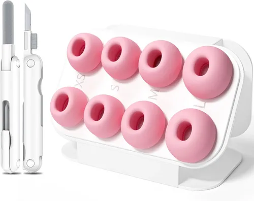 4 pares de almohadillas de silicona de repuesto para AirPods Pro 1st/2nd (2019/2022/2023) con bolígrafo de limpieza, agujero de reducción de ruido y