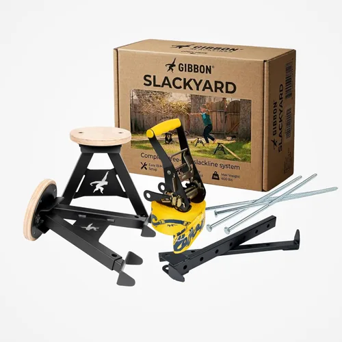 Miniatura 7 de GIBBON Slacklines Classicline XL con ropa para árboles, rojo, 82 pies (línea de 74 pies + correa de trinquete de 8 pies con lazo reforzado) incl.