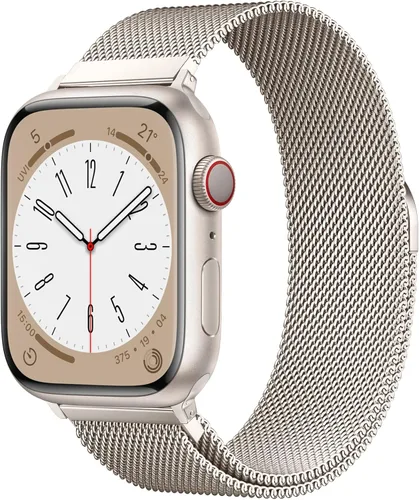 BRG - Correa de acero inoxidable tipo malla milanesa compatible con Apple Watch de 1.5 a 1.9 pulgadas, con cierre magnético, apta para Series 1 a