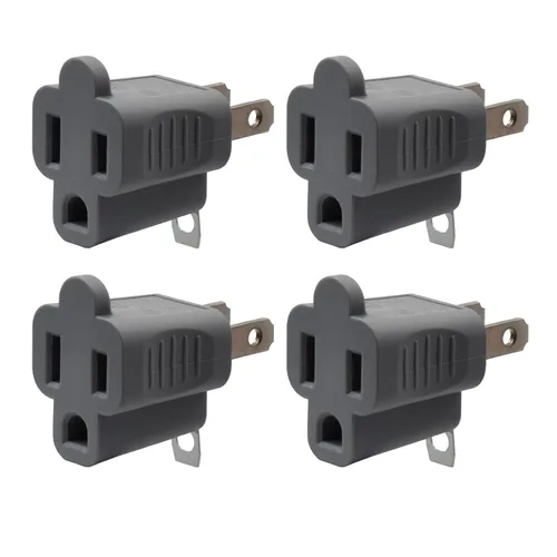 Miniatura 11 de ELEGRP Adaptador de 2 a 3 puntas, paquete de 2, gris - Adaptador de enchufe de conexión a tierra polarizado, certificación ETL