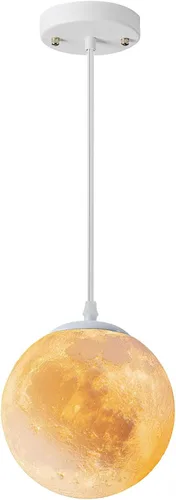 Lámpara colgante de luna, lámpara colgante lunar impresa en 3D con bombilla, lámpara de techo de globo cableada de 7 pulgadas, regalos espaciales