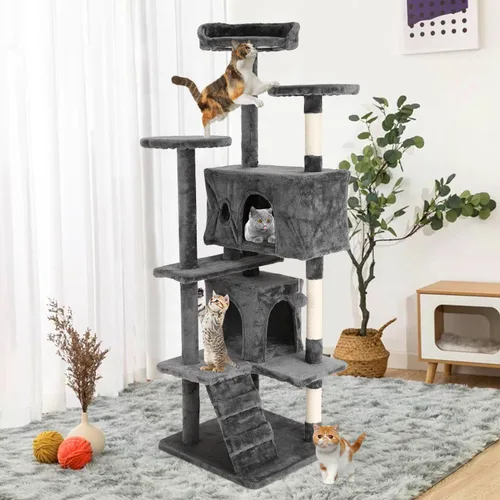 Miniatura 5 de Árbol para gatos de 70 pulgadas para gatos de interior, condominio de varios niveles con caja de arena, postes rascadores para gatos