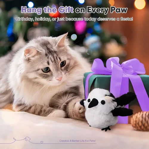 Miniatura 7 de Petbobi Juguetes para Gatos Pájaro Aleteante – Juguete Interactivo para Gatos con Alas Aleteadoras y Sonidos de Gorjeo, Juguete Recargable por USB