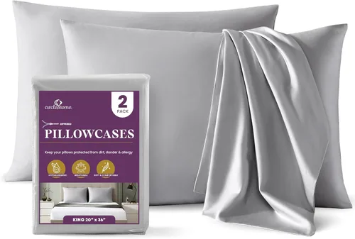 Miniatura 10 de CirclesHome Fundas de almohada de tamaño estándar, fundas de almohada de mezcla de algodón satinado, fundas de almohada suaves y cómodas, protegen
