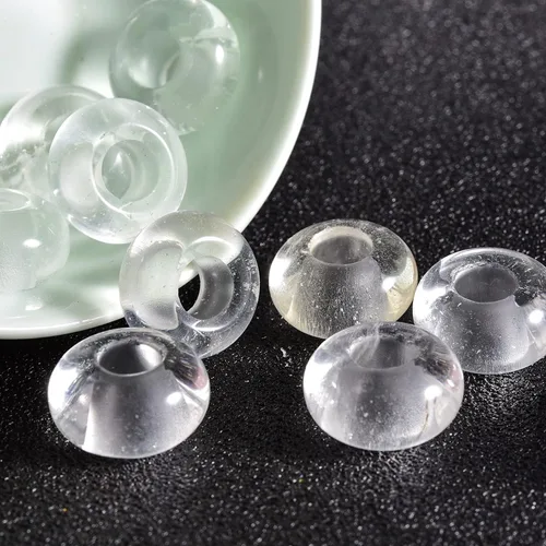 Miniatura 23 de Cuentas de piedra natural de agujero grande (0.23 a 0.236 pulgadas) pulidas Rondelle cuentas de piedras preciosas europeas para pulseras de dijes