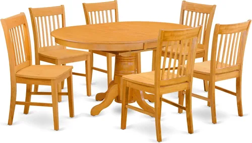 Miniatura 10 de East West Furniture AVNO5-OAK-W - Juego de comedor de 5 piezas para 4 personas, incluye una mesa de comedor ovalada con hojas de mariposa y 4 sillas
