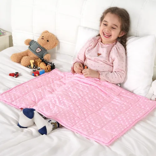 Miniatura 19 de Kivik Manta con peso de 3 libras, manta pesada de puntos Minky suave refrescante para una mejor relajación y sueño, lavable a máquina, 36 x 48 Gris