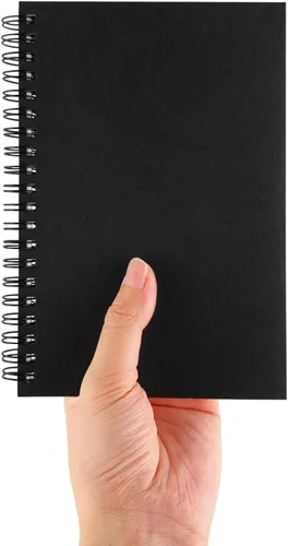 DSTELIN Cuaderno de espiral en blanco, 1 paquete, tapa suave, libro de bocetos, 100 páginas/50 hojas, 7.5 x 5.1 pulgadas (negro)