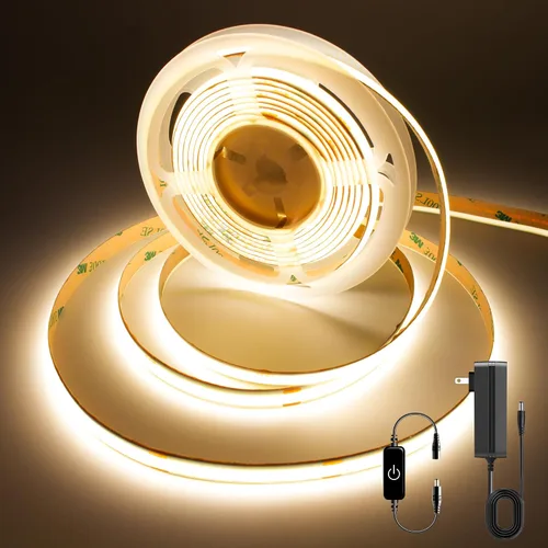 Miniatura 16 de Pandery Tira de LED COB, Tira de Luces LED 1M/3.28ft, Tiras LED Regulables por Toque, CRI90+, Luz COB LED Blanca Cálida 2700K, 960LEDs, Tira