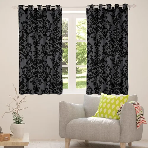 Miniatura 2 de Cortinas opacas de damasco negro para adultos, 30-50 % cortinas barrocas victorianas antiguas de 38 pulgadas de ancho x 54 pulgadas de largo, Multi