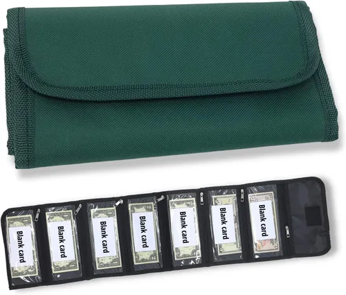 Miniatura 10 de Organizador de dinero para dinero en efectivo, 7 ranuras con tarjeta en blanco, organizador de billetera para presupuestos, viajes, ahorros