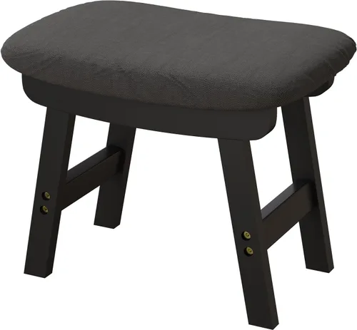 Miniatura 7 de viewcare Reposapiés otomano pequeño, taburete negro - Taburete de pie de madera para sala de estar, dormitorio y cocina