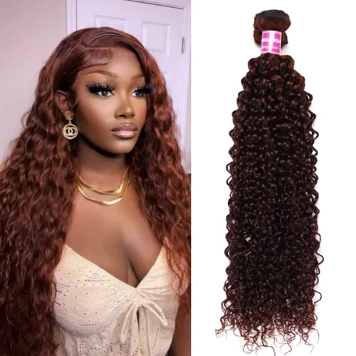 Miniatura 2 de Beauty Forever #33B - Extensiones de cabello humano rizado color marrón rojizo Jerry de 8 pulgadas, cabello humano virgen brasileño Remy