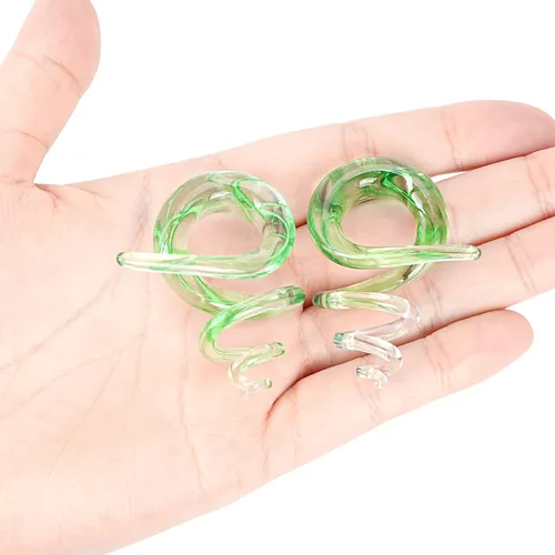 Miniatura 6 de Oyaface 2 unidades de vidrio para oreja, tapones para la oreja, dilatadores de oído, forma espiral