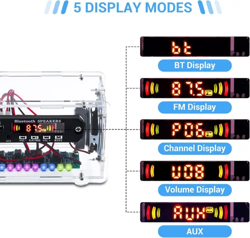 Miniatura 4 de MiOYOOW Kit de altavoz Bluetooth DIY con radio F, kit de práctica de soldadura electrónica, mini amplificador de sonido para el hogar, kit