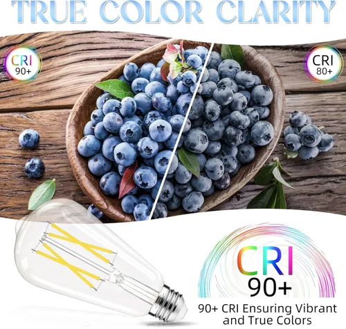 Miniatura 6 de GvvooHome Bombillas LED Edison, bombilla E26 equivalente a 60 vatios, no regulable, blanco frío 4000 K, bombillas vintage ST58, 90+ CRI, 6 W 600 LM