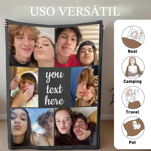 Miniatura 4 de Manta personalizada con foto, manta de felpa con foto personalizada, manta de texto personalizada para novia, novio, esposa, esposo, regalos