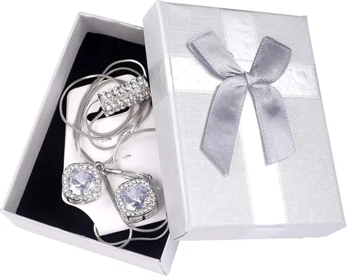 Miniatura 5 de Cathercing - Collar de cadena ajustable, larga y elegante con dije de diamantes de imitación, joyería única para mujeres y niñas, Plateado